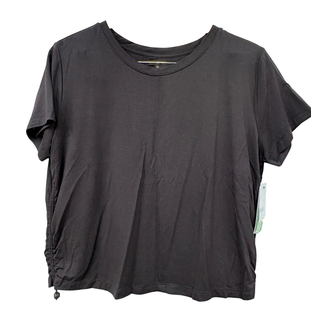 FLX Urban Commuter T-Shirt Black wCinch Hem Keyhole Back  top size ‎ L kohls